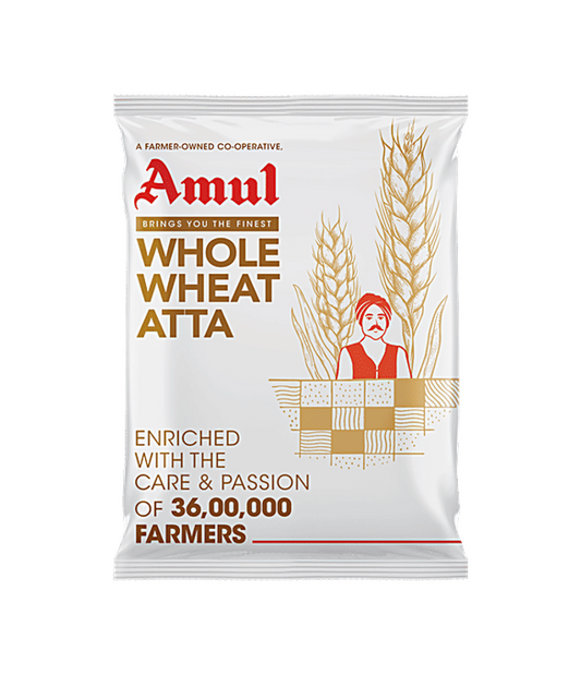 Buy Amul Whole Wheat Chakki Atta online at Worldfoodhub | 100% Pure Whole Wheat Flour for Soft & Healthy Rotis