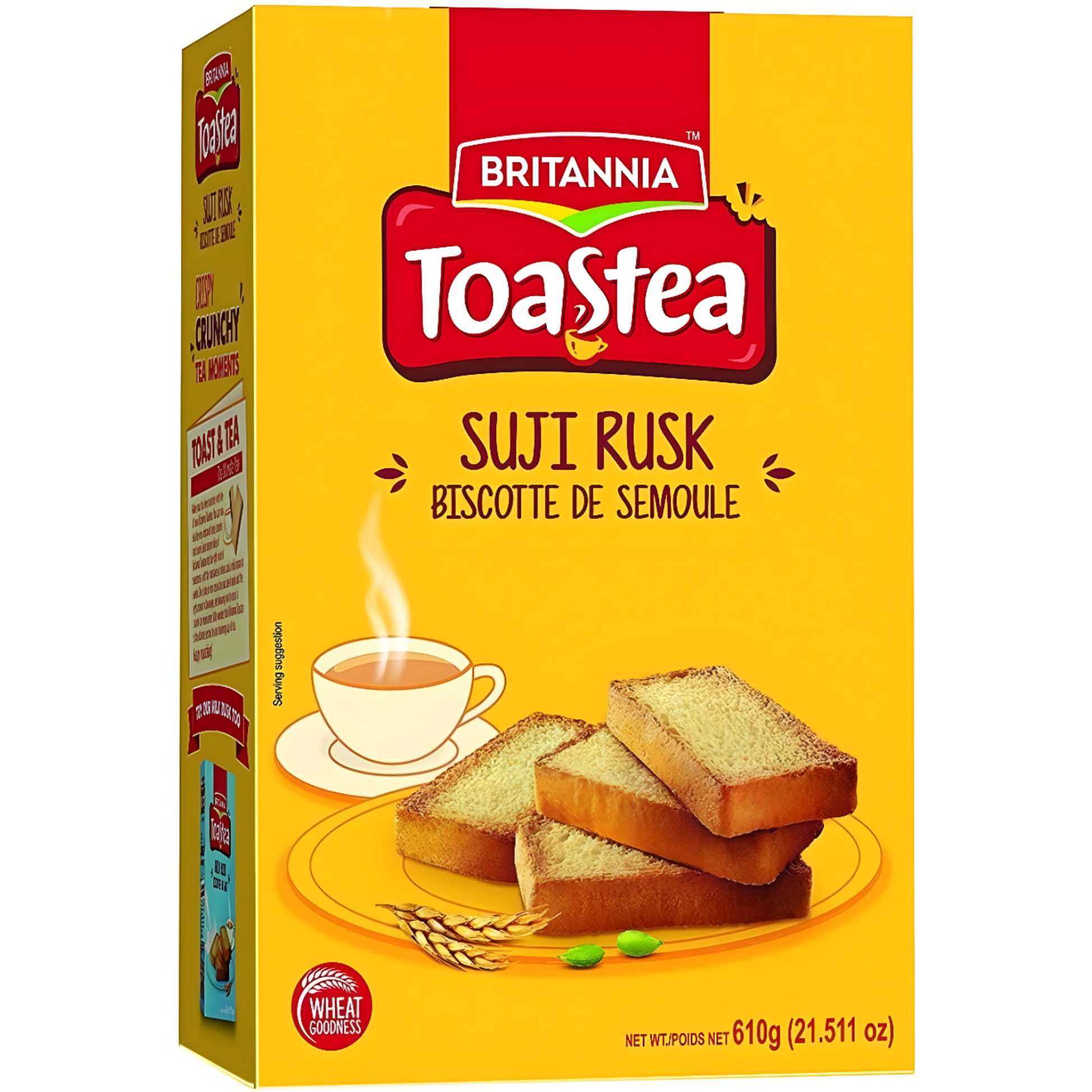 Britannia Toastea Suji Rusk 610g - Crunchy Semolina Snack for Tea-Time