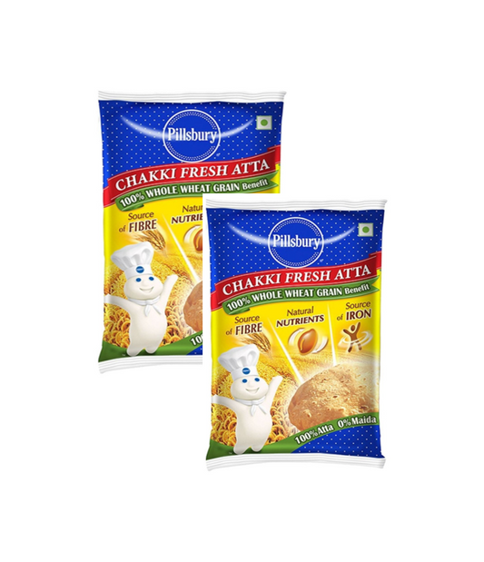 PILLSBURY Whole Wheat Flour Chakki Atta - Pack of 2 x 5KG