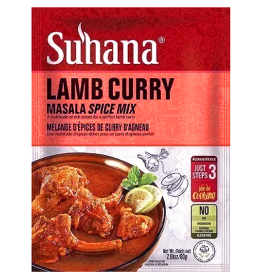 Suhana Lamb Curry Mix 80g Pouch for authentic Indian lamb curry – available at Worldfoodhub