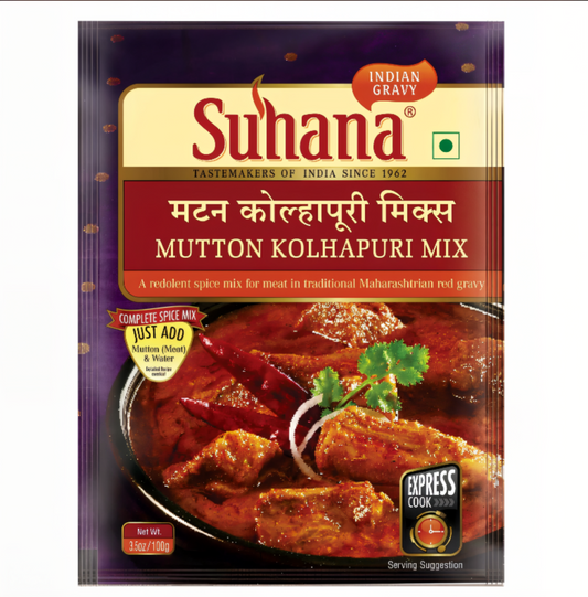 Suhana Mutton Kolhapuri Mix 100g available on Worldfoodhub – Authentic Indian spice blend