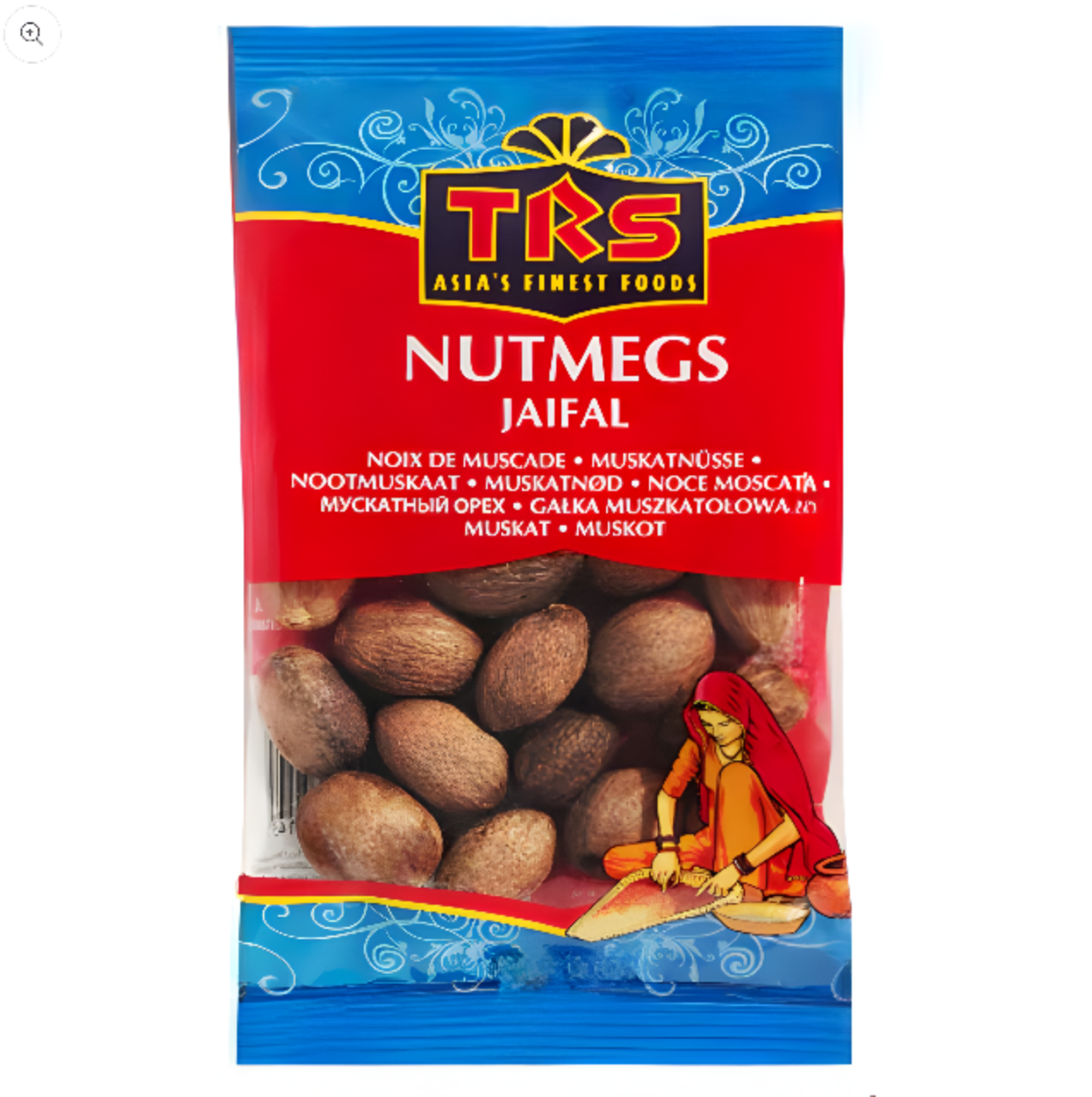 TRS Jaifal Nutmeg 100g – Aromatic spice available at WorldFoodHub, ideal for sweet and savory dishes.