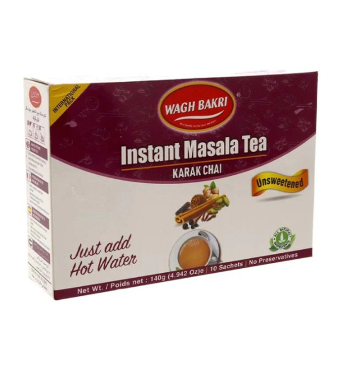 Wagh Bakri Karak Chai Instant Masala Tea packaging available at Worldfoodhub.